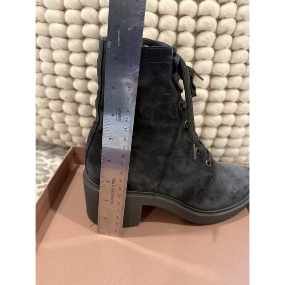 Women’s Gianvito Rossi Foster Biker Boots Lace Up Grey/Blue Carbon Suede Size 38 - Picture 9 of 16